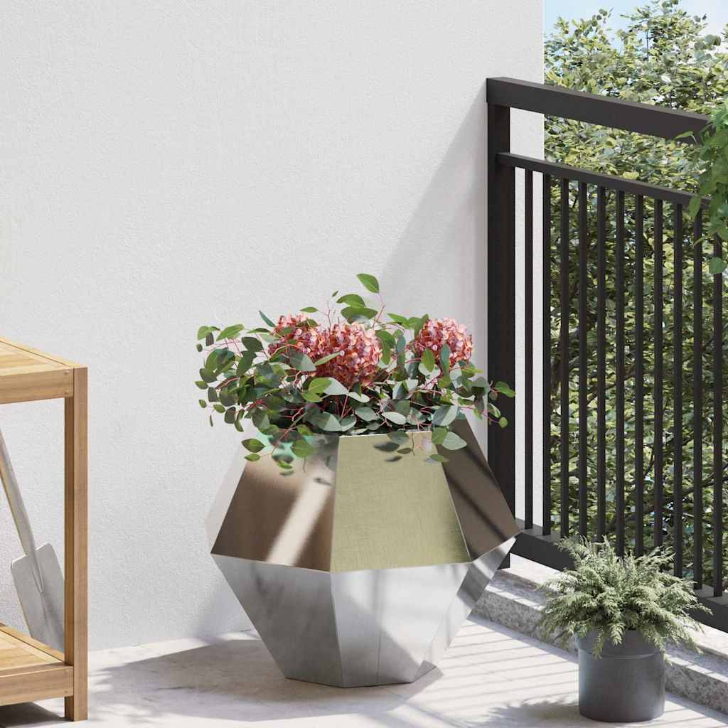 Planter 2 pcs Silver 50 x 50 x 40 cm Stainless Steel