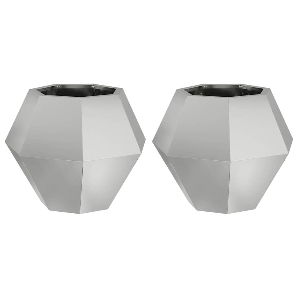 Planter 2 pcs Silver 50 x 50 x 40 cm Galvanised Steel