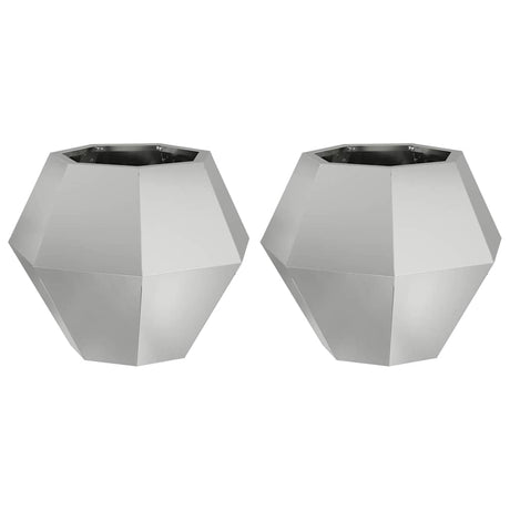 Planter 2 pcs Silver 50 x 50 x 40 cm Galvanised Steel