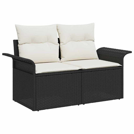 Garden Sofa Set with Cushion 6 pcs Black Poly rattan