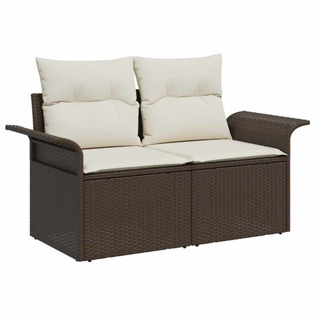Garden Sofa Set with Cushion 6 pcs Brown Poly rattan