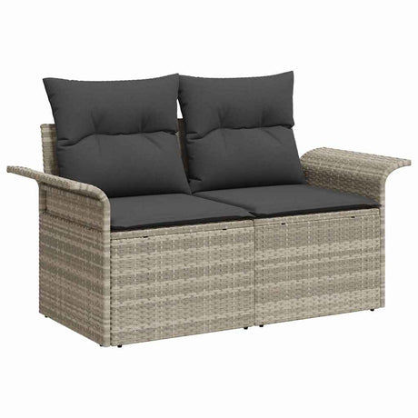 Garden Sofa Set with Cushion 7 pcs Light Grey Poly rattan