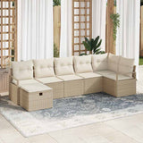 Sofa Set with Cushion Manual 7 pcs Beige and Cream Poly Rattan