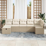 Sofa Set with Cushion Manual 7 pcs Beige and Cream Poly Rattan