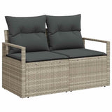 Sofa Set with Cushion with Storage 7 pcs Light Grey Poly Rattan