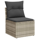 Sofa Set with Cushion with Storage 7 pcs Light Grey Poly Rattan