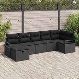 Sofa Set with Cushion with Storage 7 pcs Black Poly Rattan