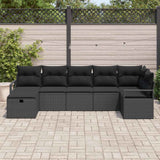 Sofa Set with Cushion with Storage 7 pcs Black Poly Rattan