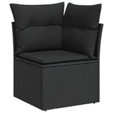 Sofa Set with Cushion with Storage 7 pcs Black Poly Rattan