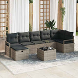 Sofa Set with Cushion with Storage 8 pcs Grey Poly Rattan