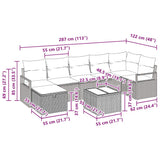 Sofa Set with Cushion with Storage 8 pcs Grey Poly Rattan