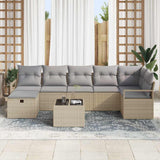 Sofa Set with Cushion 8 pcs Beige and Light Grey Poly Rattan