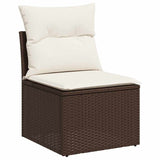 Sofa Set with Cushion Manual 6 pcs Brown and Cream Poly Rattan