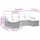 Sofa Set with Cushion Manual 6 pcs Brown and Cream Poly Rattan