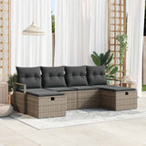 Sofa Set with Cushion with Storage 6 pcs Grey Poly Rattan