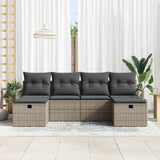Sofa Set with Cushion with Storage 6 pcs Grey Poly Rattan