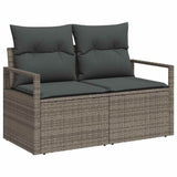 Sofa Set with Cushion with Storage 6 pcs Grey Poly Rattan