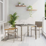 Garden Dining Set 3 pcs Grey, Brown 90 x 90 x 75 cm Poly Rattan