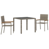 Garden Dining Set 3 pcs Grey, Brown 90 x 90 x 75 cm Poly Rattan