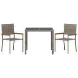 Garden Dining Set 3 pcs Grey, Brown 90 x 90 x 75 cm Poly Rattan