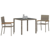 Garden Dining Set 3 pcs Grey, Brown 90 x 90 x 75 cm Poly Rattan