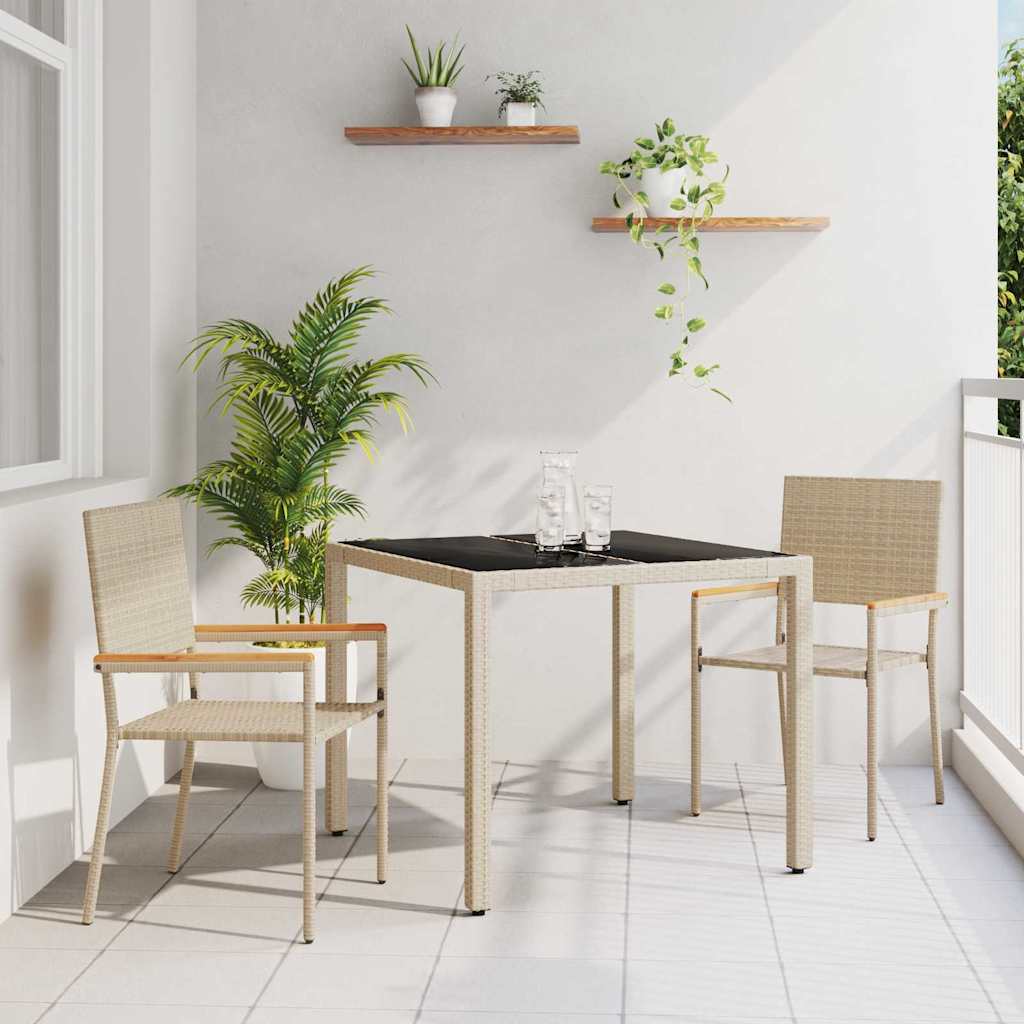 Garden Dining Set 3 pcs Beige 90 x 90 x 75 cm Poly Rattan