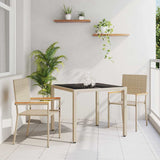 Garden Dining Set 3 pcs Beige 90 x 90 x 75 cm Poly Rattan