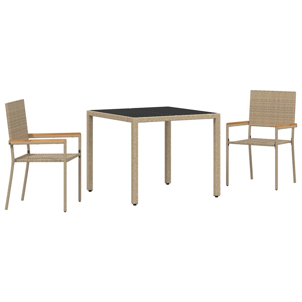 Garden Dining Set 3 pcs Beige 90 x 90 x 75 cm Poly Rattan