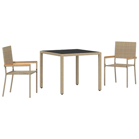 Garden Dining Set 3 pcs Beige 90 x 90 x 75 cm Poly Rattan