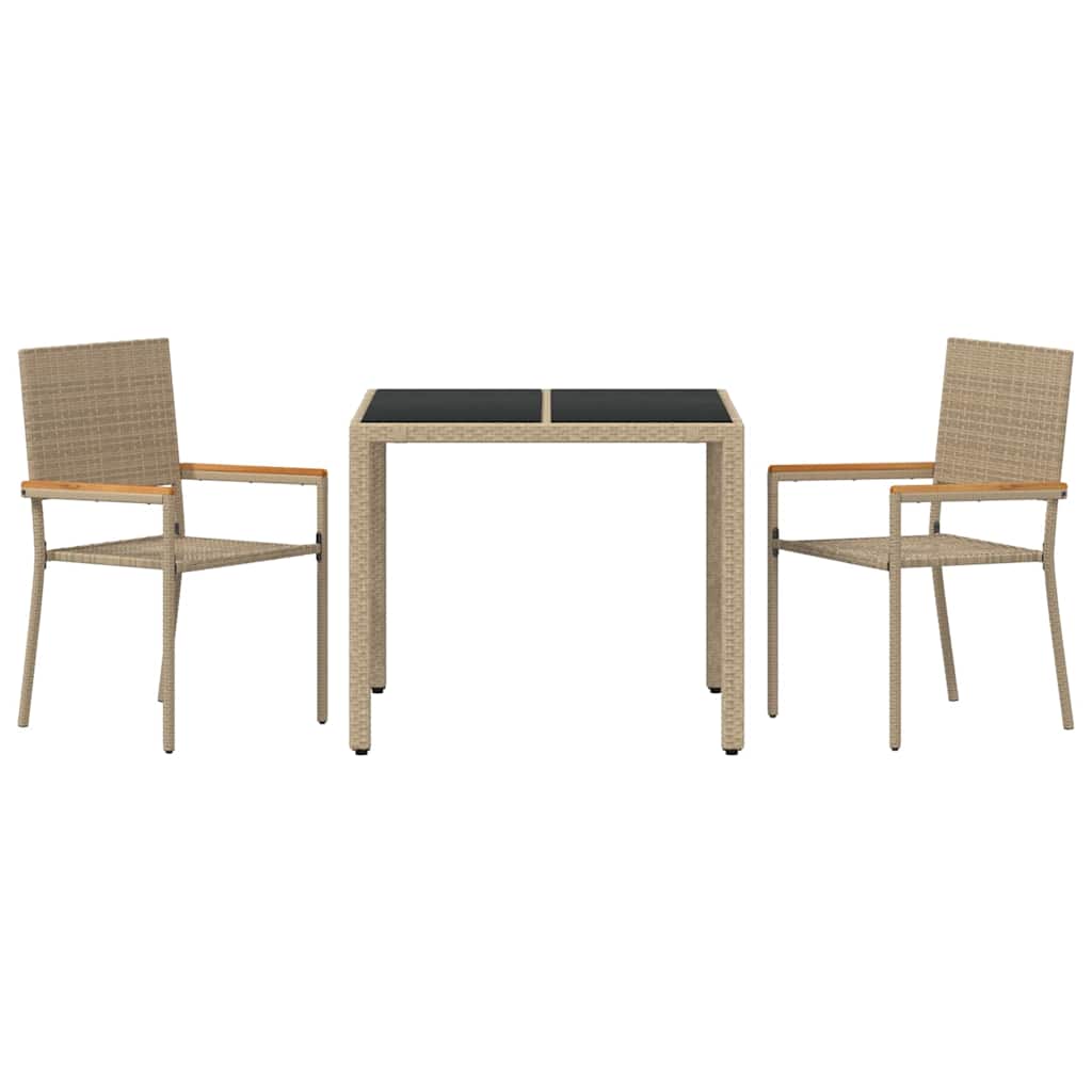 Garden Dining Set 3 pcs Beige 90 x 90 x 75 cm Poly Rattan