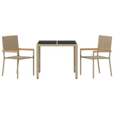 Garden Dining Set 3 pcs Beige 90 x 90 x 75 cm Poly Rattan