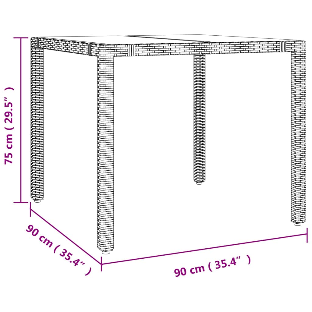 Garden Dining Set 3 pcs Beige 90 x 90 x 75 cm Poly Rattan