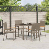 Garden Dining Set 5 pcs Grey 90 x 90 x 75 cm Poly Rattan