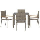 Garden Dining Set 5 pcs Grey 90 x 90 x 75 cm Poly Rattan