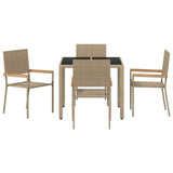 Garden Dining Set 5 pcs Beige 90 x 90 x 75 cm Poly Rattan