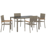 Garden Dining Set 5 pcs Grey 150 x 90 x 75 cm Poly Rattan