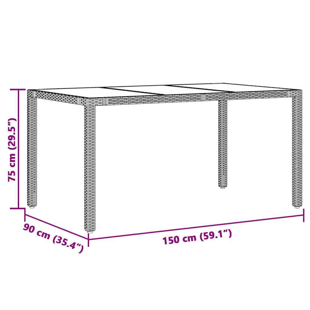 Garden Dining Set 5 pcs Grey 150 x 90 x 75 cm Poly Rattan