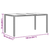 Garden Dining Set 5 pcs Grey 150 x 90 x 75 cm Poly Rattan