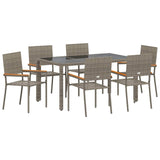 Garden Dining Set 7 pcs Grey 150 x 90 x 75 cm Poly Rattan