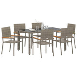 Garden Dining Set 7 pcs Grey 150 x 90 x 75 cm Poly Rattan