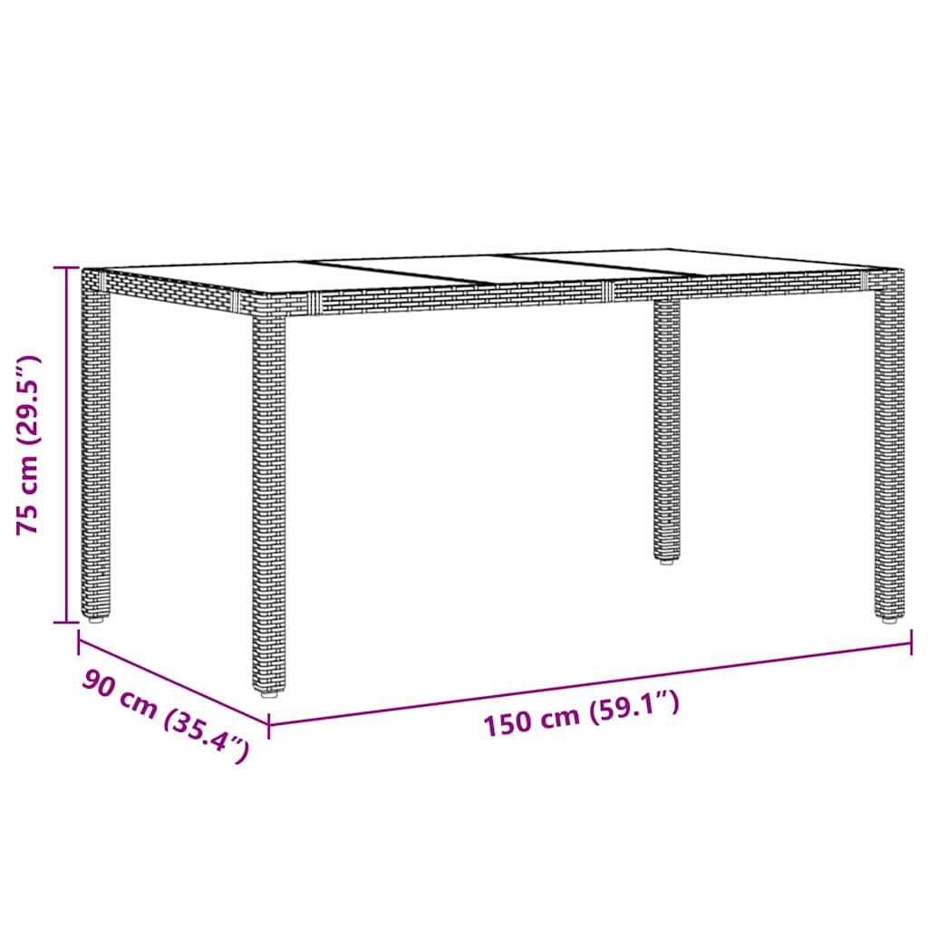 Garden Dining Set 7 pcs Grey 150 x 90 x 75 cm Poly Rattan