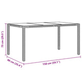 Garden Dining Set 7 pcs Grey 150 x 90 x 75 cm Poly Rattan