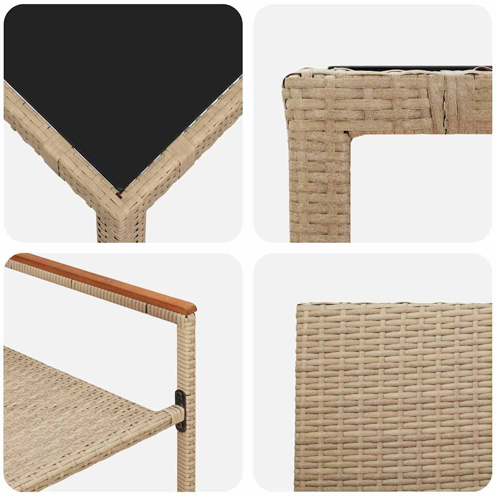 Garden Dining Set 7 pcs Beige 150 x 90 x 75 cm Poly Rattan