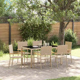 Garden Dining Set 7 pcs Beige 150 x 90 x 75 cm Poly Rattan