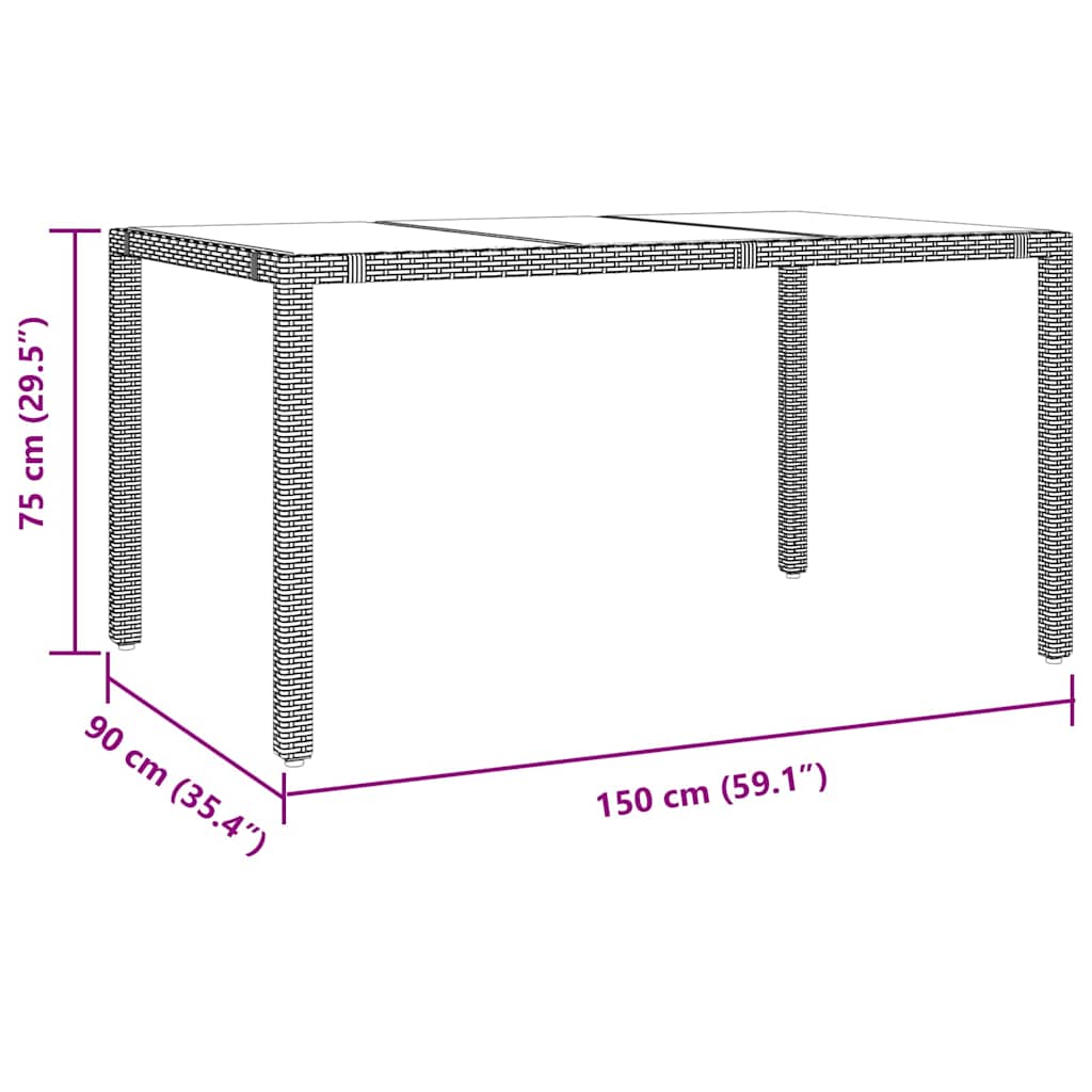 Garden Dining Set 7 pcs Beige 150 x 90 x 75 cm Poly Rattan