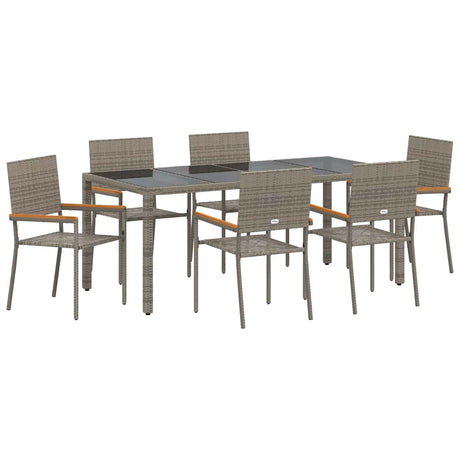 Garden Dining Set 7 pcs Grey 190 x 90 x 75 cm Poly Rattan