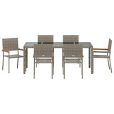 Garden Dining Set 7 pcs Grey 190 x 90 x 75 cm Poly Rattan