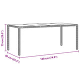 Garden Dining Set 7 pcs Grey 190 x 90 x 75 cm Poly Rattan