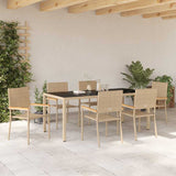 Garden Dining Set 7 pcs Beige, Black 190 x 90 x 75 cm