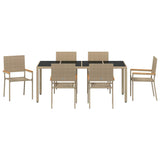 Garden Dining Set 7 pcs Beige, Black 190 x 90 x 75 cm